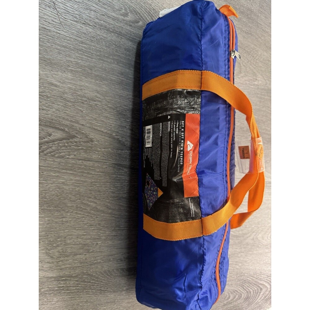 Ozark Trail Kids 5x5 Ft Teepee Tent 2 Person Blue Orange Carry Bag
